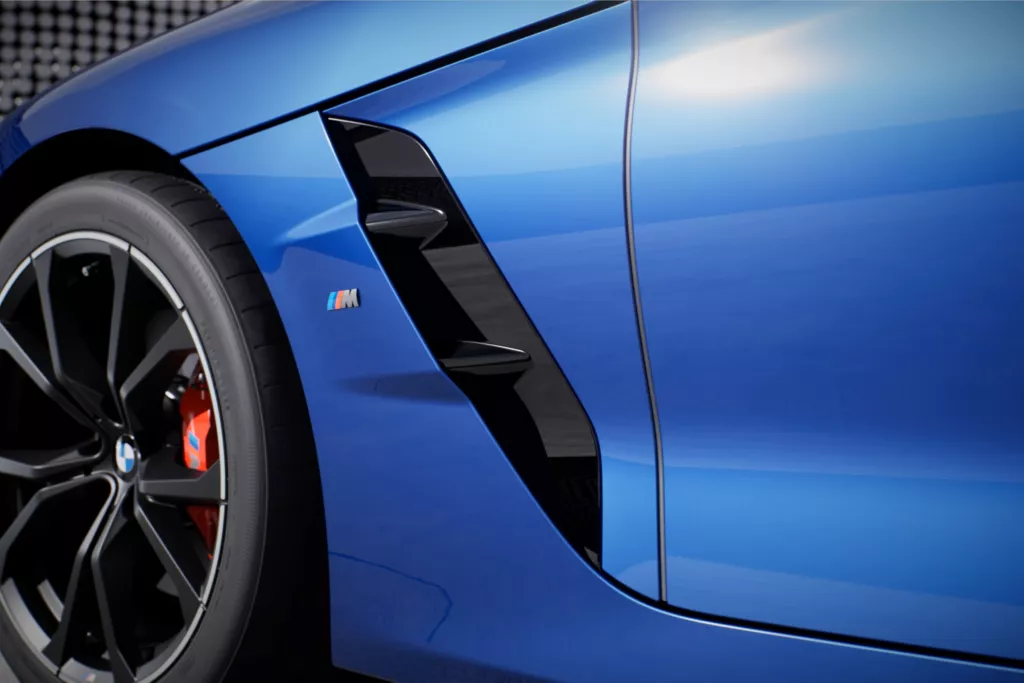 BMW Z4 M40i 로드스터 실내 계기판 및 스티어링 휠 촬영 사진